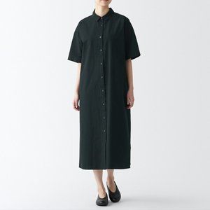 MUJI 100% Cotton Half Sleeve Shirt Dress in Black XS-S